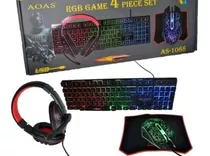 Kit Gamer Aoas 1088 Teclado Mouse Audifonos Mousepad