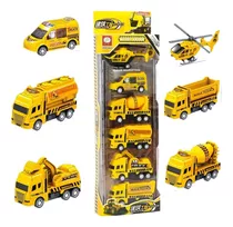 Caminhao Carrinho Helicoptero De Brinquedo Friccao Obra 6pcs