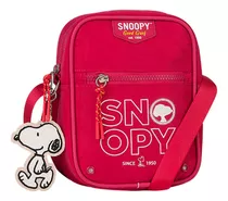 Bolsa Snoopy Transversal Pequena Feminina Em Nylon Pink