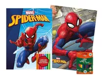Livro Kit Diversão Colorir + Lápis Cor Marvel - Homem Aranha
