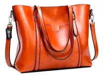 Bolsa De Mano Hombro Mujer Piel Bolso Interior Resistente Color Café