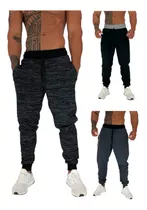 Kit 3 Calça Moletom Masculina Preta Cinza Abrigo Swag Slim 