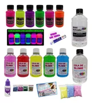 Kit Para Fazer Slime Especial Cola Transparente + Neon