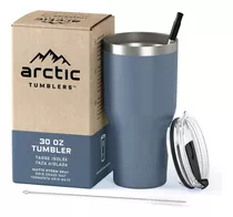 | Vaso Aislado De 30 Oz Gris Tormenta Pajilla Y Limpiad...