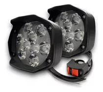 Kit X2 Faros Led Auxiliar Luz Blanca 12v + Tecla Moto A-vip