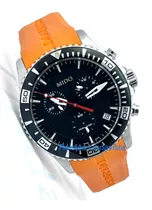 Reloj Mido Oceanstar Captain Caucho Naranja Cronógrafo Negro