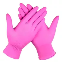 Guantes De Nitrilo Descartables Rosa 10 Pares Talle L