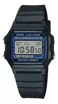 Relógio Casio Digital  F-105w-1adf Cor Da Correia Preto Cor Do Bisel Prateado Cor Do Fundo Azul