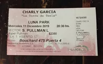 Charly García - Entrada Luna Park 11 De Diciembre De 2019