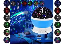 Lampara Led Dormitorio Niños Proyector Estrellas Luna Color