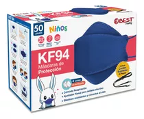 50 Cubrebocas Kf94 Para Niños, Tapabocas Infantil Ligero Y Certificado, Con 4 Capas De Protección Contra Partículas, Ajustador Nasal Oculto, Tecnología Coreana, Ideal Para Niños De 4 A 10 Años (azul)