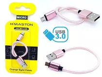 Cabo Micro Usb Alta Velocidade D Dado 3.0 Nylon 20 Cm Rose