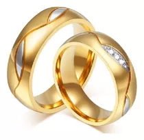 Aros De Matrimonio Oro 18k Con Cristales Swarovski Plata 925