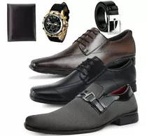 Kit 3 Pares De Sapato Social Masculino Uniforme Atacado Leve