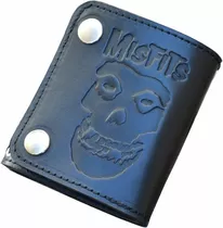 Billetera De Cuero, Biker Wallet Diseño Misfits Con Cadena