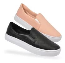 Kit 2 Par Tênis Slip On Feminino Molec Sapatenis Promoção Fg