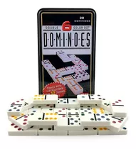 Jogo De Domino Profissional Na Lata 28 Peças Coloridos.