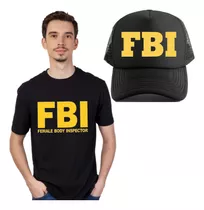 Combo Remera + Gorra - Manga Corta Unisex - Disfraz Fbi