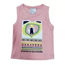 Remera De Bebe Llama Recién Nacido Musculosa Color Salmon