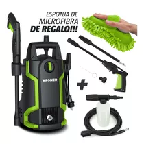 Hidrolavadora Kroner 1400 W Auto Stop 105 Bar Acc + Esponja Color Negro/verde Frecuencia 50 Hz