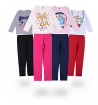 4 Conjuntos Legging E Camiseta Manga Longa Infantil Feminino