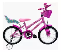 Bicicleta Infantil Aro 16 Feminina + Cadeirinha + Rodinhas