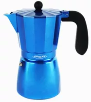 Hermosa Cafetera Italiana Blue Inducción Oroley 9 Tazas Color Azul