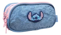 Estojo Escolar Stitch Grande Com 3 Repartições Up4you Disney Cor Azul