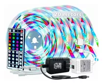 Rgb Led Tira Luz 20m Decoração Controle Remoto Colorido