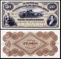 Billete 20 Pesos Fuertes Buenos Aires 1869 - Copia 506