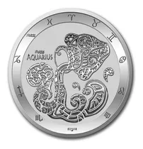 Moneda 1 Onza De Plata Ley .999 Acuario