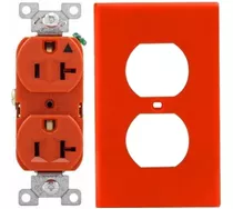 6 Pack Placa Con Contacto Duplex 20 Amp Y Tapa Naranja