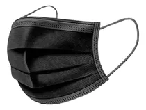 Gasana Barbijos Tricapa Negro Con Clip Nasal X 50 Unidades Diseño De La Tela Liso