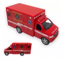 Miniatura Ambulância Abre Portas Ferro 13 Centímetros Branca