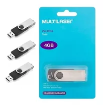 Kit 3 Pendrive Multilaser Twist 4gb 2.0 Preto -pd586 Atacado