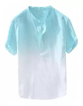 F_gotal Camisa Polo Para Hombre Algodon Lino Manga Corta