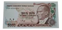 Billetes Mundiales : Turquia  5000 Liras  Año 1990