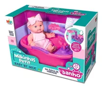 Boneca Milkinha Petit Banho Com Banheira Que Aperta Sai Água