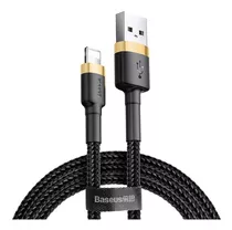 Cable Baseus Usb-a / Lightning Reforzado Carga Rápida 3 Metros Color Negro Y Dorado