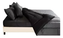 Acolchado Fidelna Invierno Queen Size Liso Reversible Queen Diseño Liso Color Gris Y Negro De 250cm X 230cm