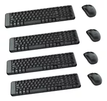 Kit Com 4 Teclado E Mouse Sem Fio Logitech Mk220 Usb Abnt2