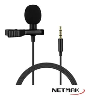 Microfono Corbatero Celular Pc Streaming Conferencias Netmak Color Negro