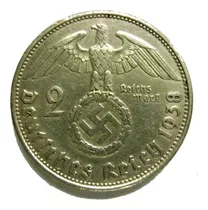 Ww2ª Alemania 2 Reichsmark De Plata Muy Bien Vea Las Fotos.-