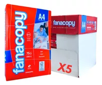 Pack Resma Hoja A4 Caja X5 Fanacopy Papel Blanco Impresora