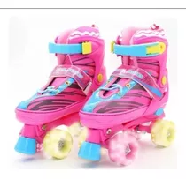 Patins Quad Infantil Rosa Regulável Rodinhas Led Menor Preço