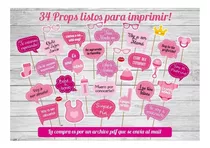 Props Imprimibles Baby Shower, Photo Booth Carteles Nena