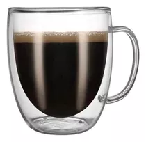 Taza Jarra De Vidrio Doble Pared Con Asa Para Té Café 350ml Color Transparente