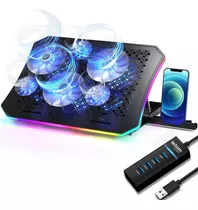 Base Cooler Notebook 17  6 Fan Rgb Suporte Celular Hub 3.0 