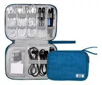 Organizador De Cables Digital Estuche Cargador Neceser Viaje Color Azul