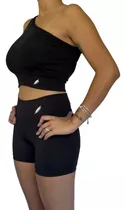 Conjunto Deportivo Short Y Top Deportivo Moda Lycra Negro